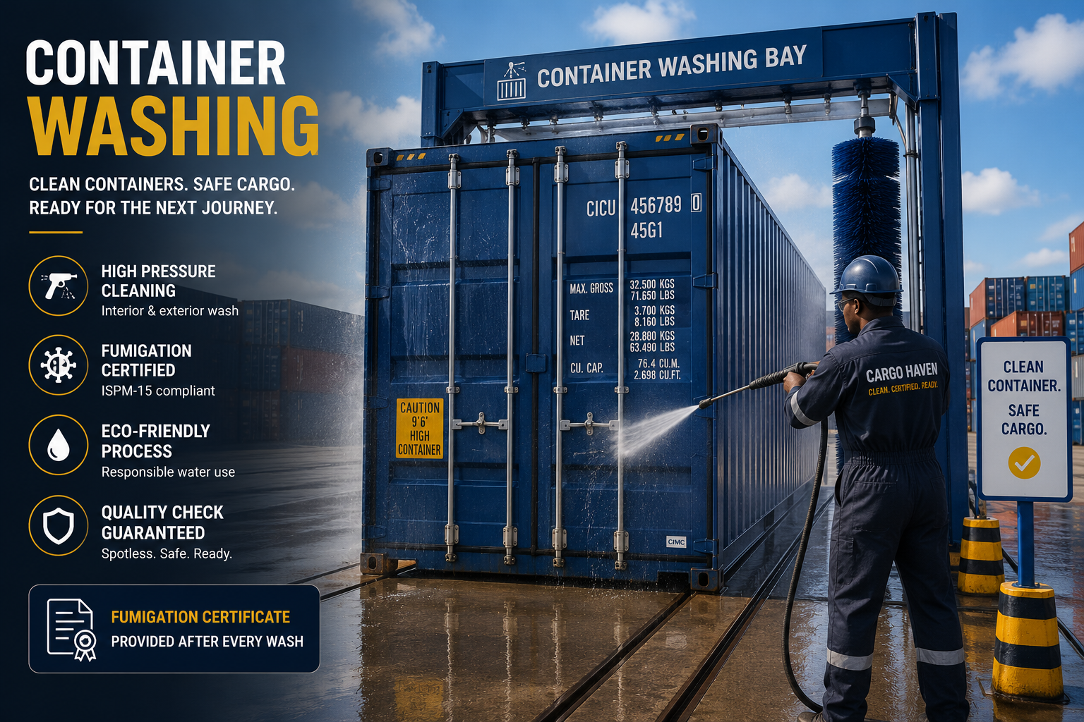 Container washing bay